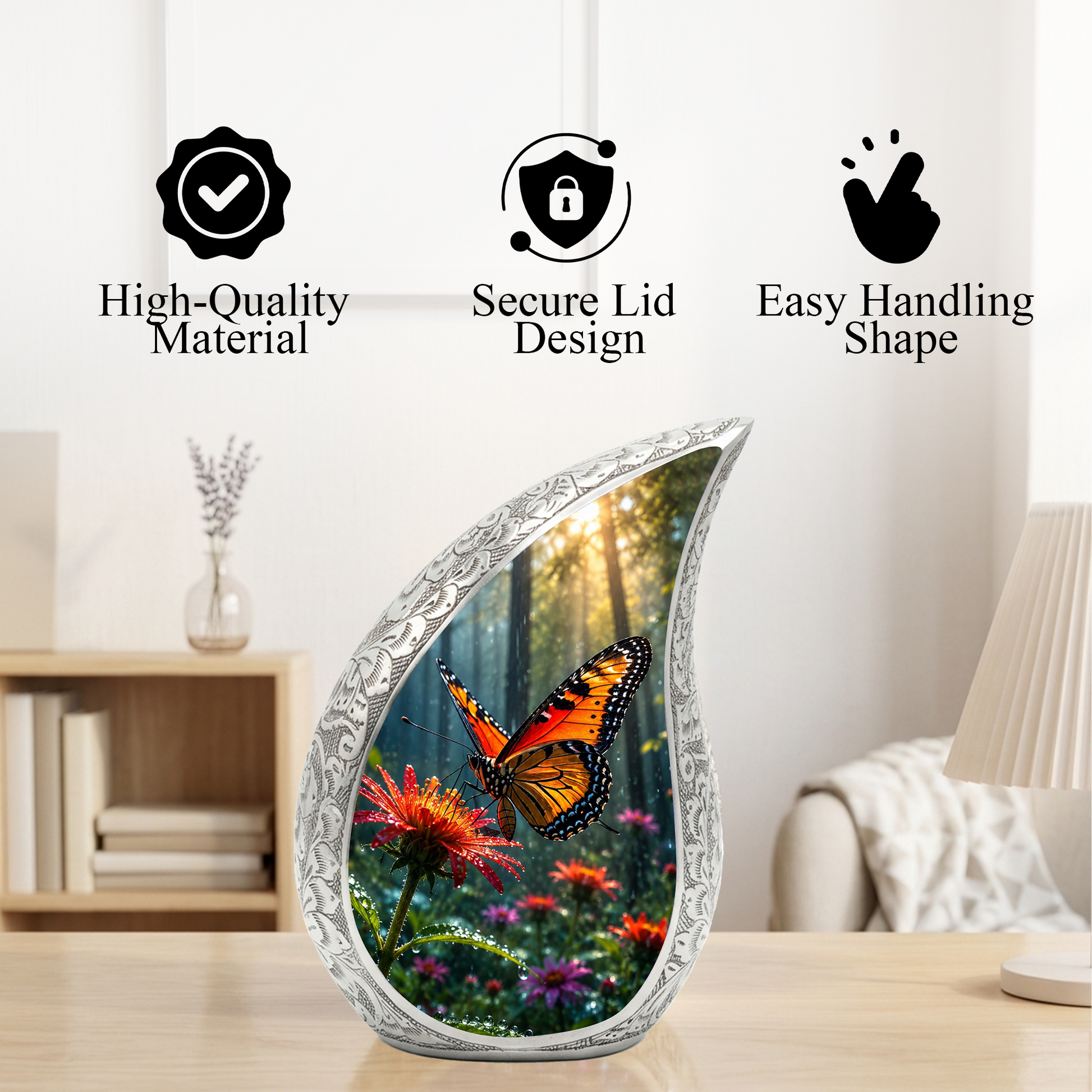 Butterfly Urn for Human Ashes | Adult Cremation Urn with Butterfly Design