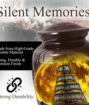 Memorial Urn for Dad, Sailing Ship Cremation  Large Urn for Ashes