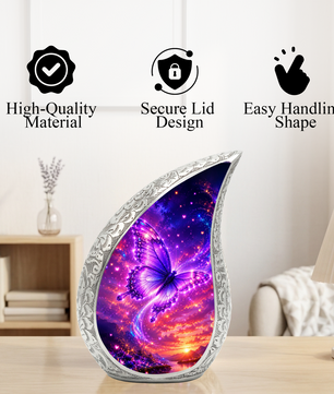 Purple Butterfly Sunset Urn for Human Ashes | Beautiful Butterfly Cremation Urn