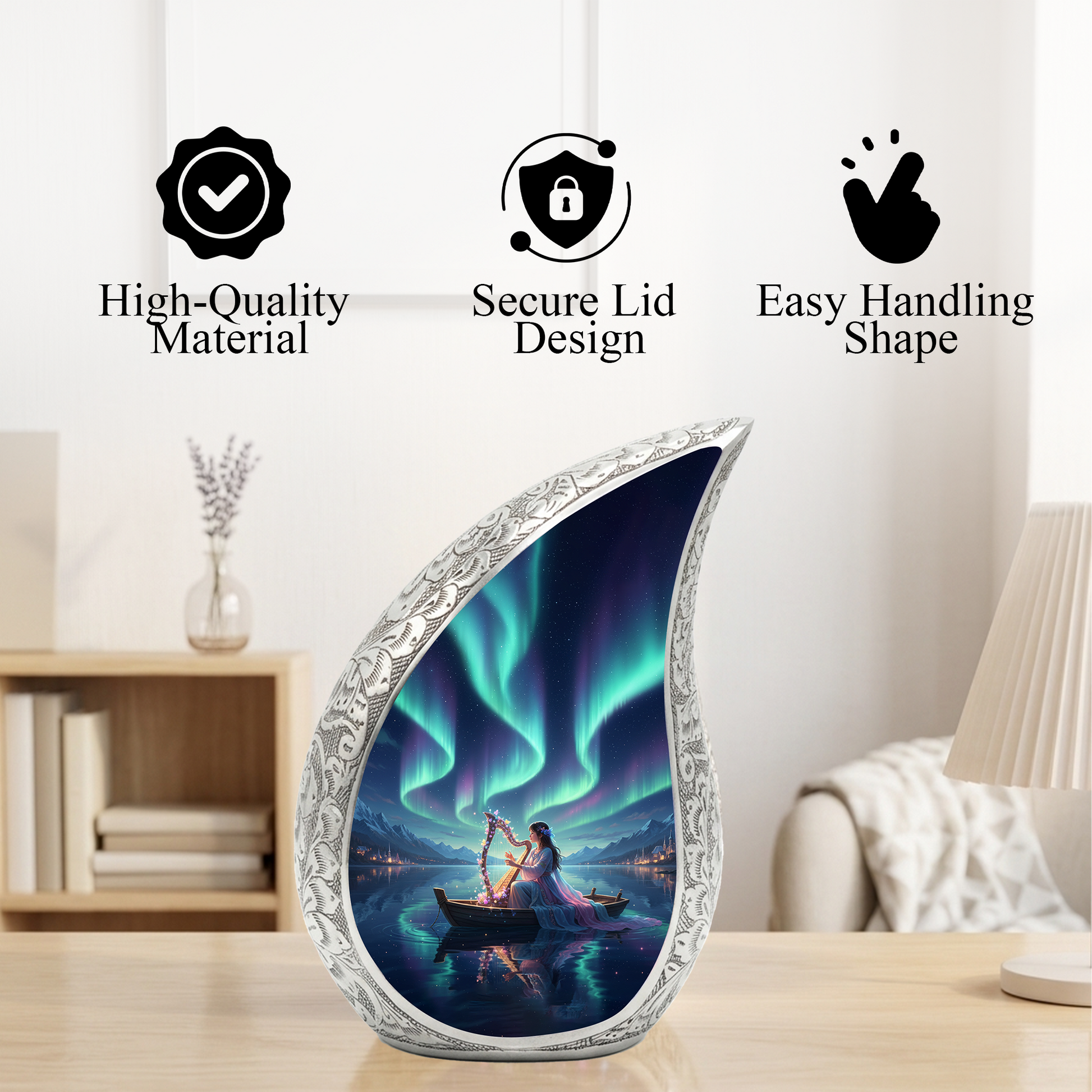 Northern Lights Urn for Mom | Beautiful Memorial Urn for Women