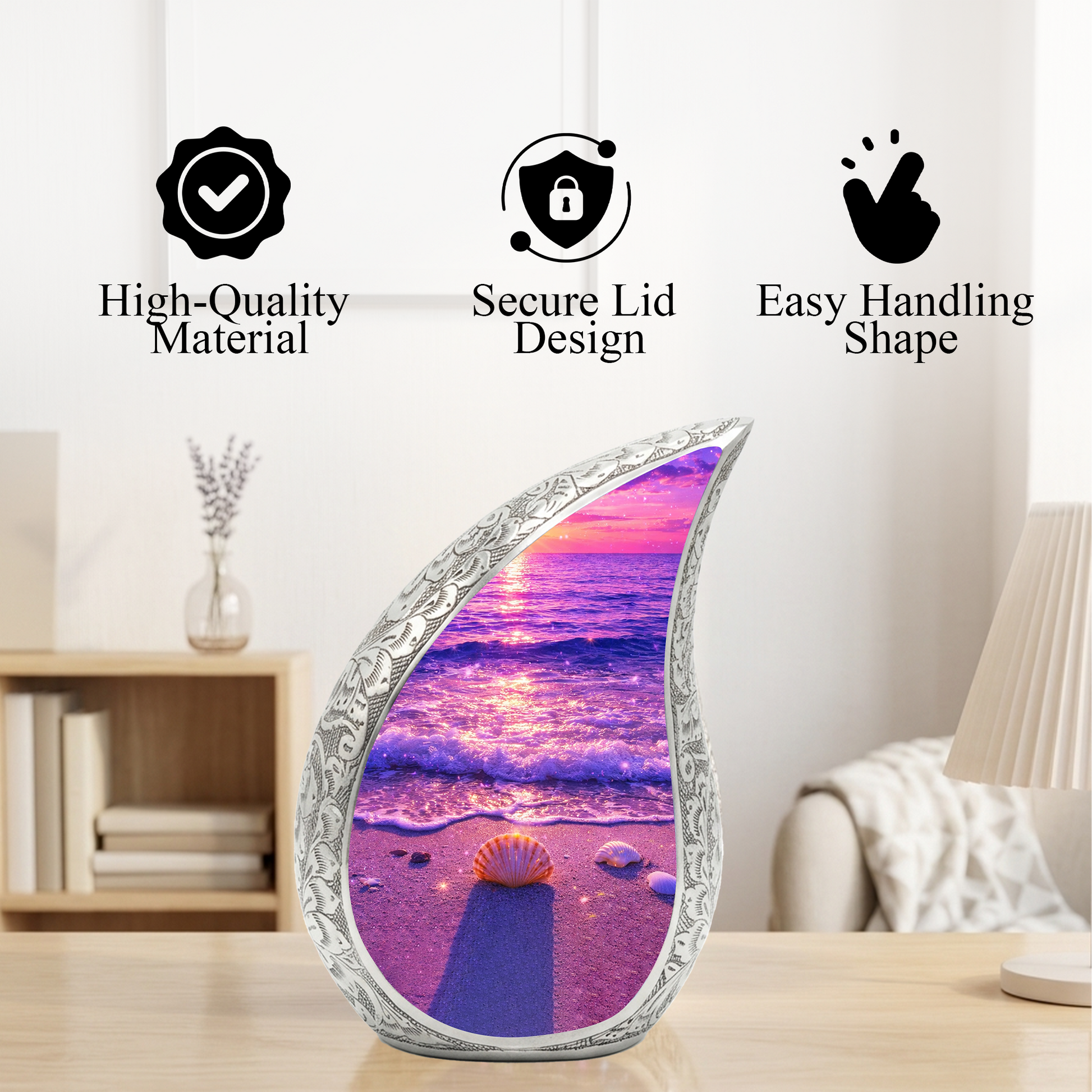 Tilt Pink Beach Ocean Cremation Urn for Adult Ashes