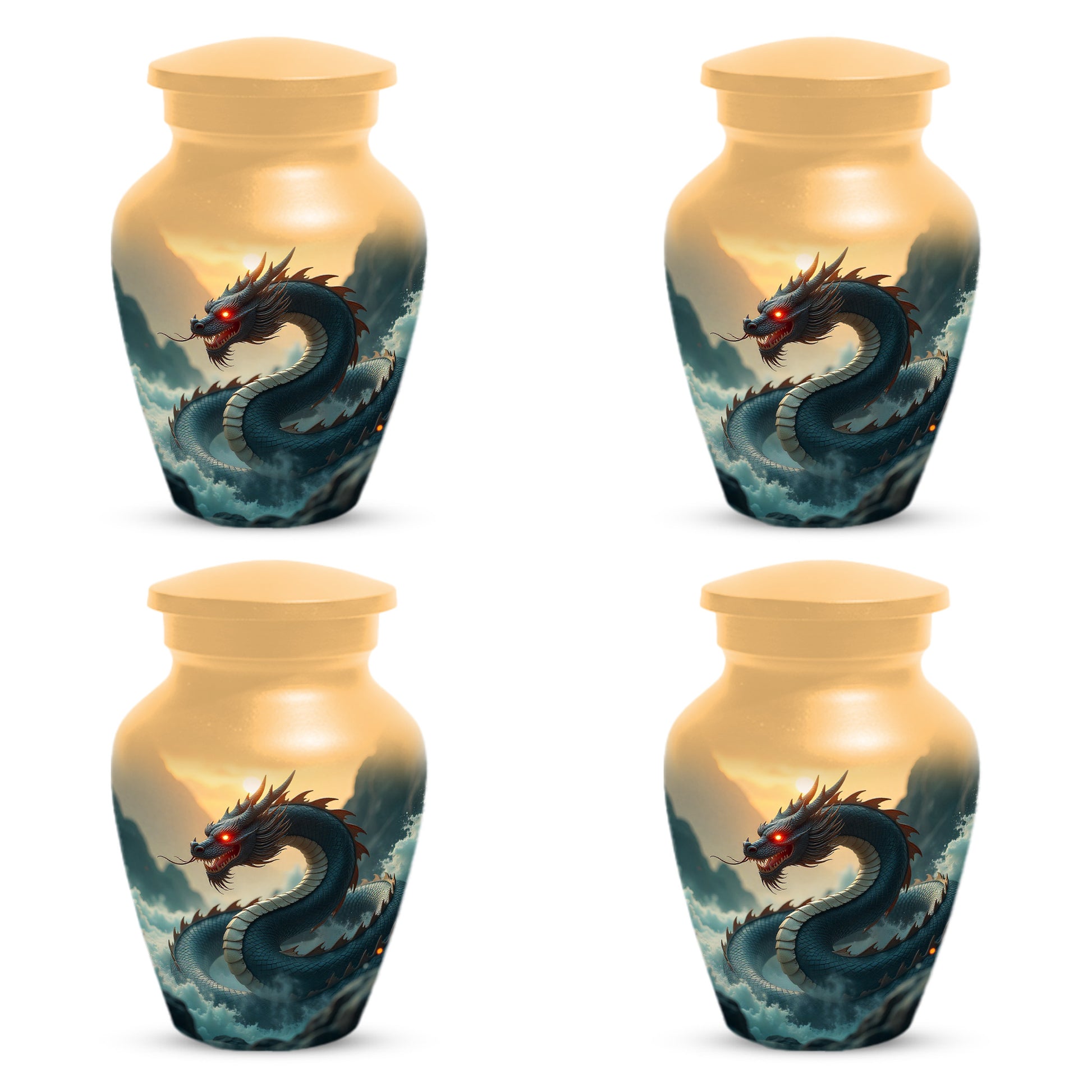 Dragon Sunset Urn for Human Ashes | Adult Cremation Urn | Sunset Dragon Memorial Funeral Urn