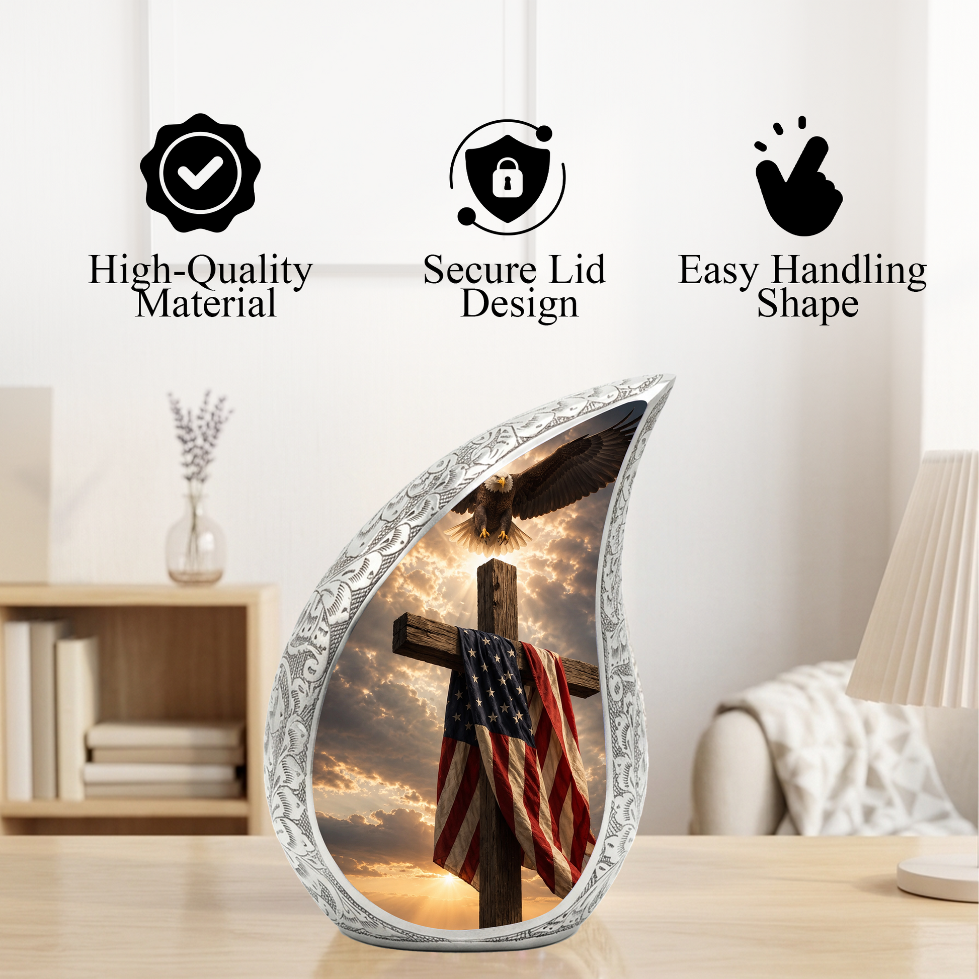Cross Urn for Human Ashes | Christian Adult Cremation Urn for Men & Women