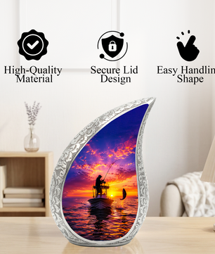 Gone Fishing Urn for Dad, Fishing Cremation Urn for Ashes ,Memorial Urn For Keepsake