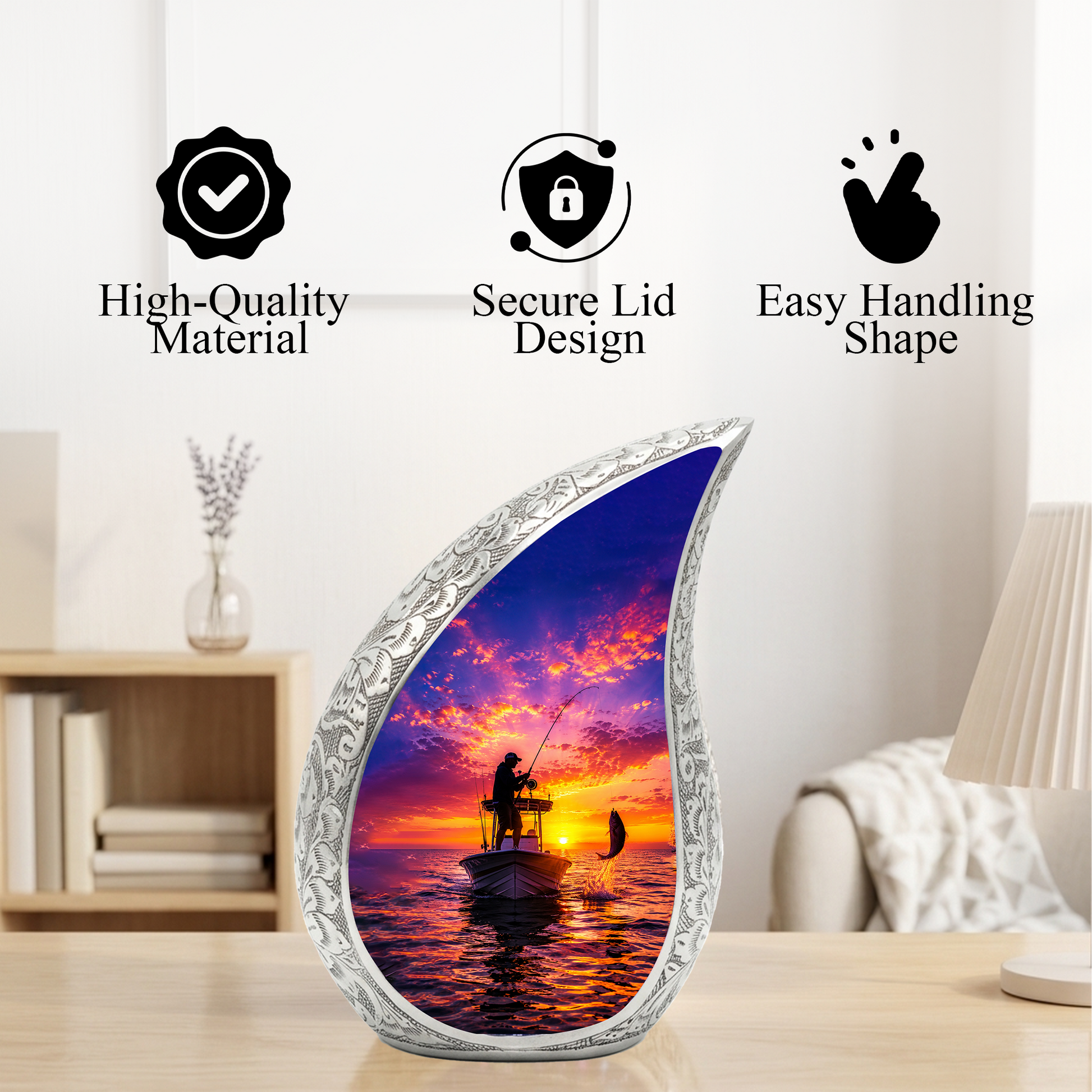 Gone Fishing Urn for Dad, Fishing Cremation Urn for Ashes ,Memorial Urn For Keepsake