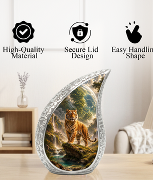 Tiger Urn for Human Ashes | Powerful Tiger Adult Cremation Urn | Wildlife Memorial Urn for Adult Ashes
