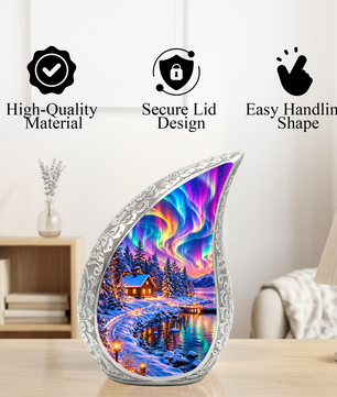 Northern Lights Adult Cremation Urn – Personalized Adult Urn for Ashes | Aurora Memorial Urn