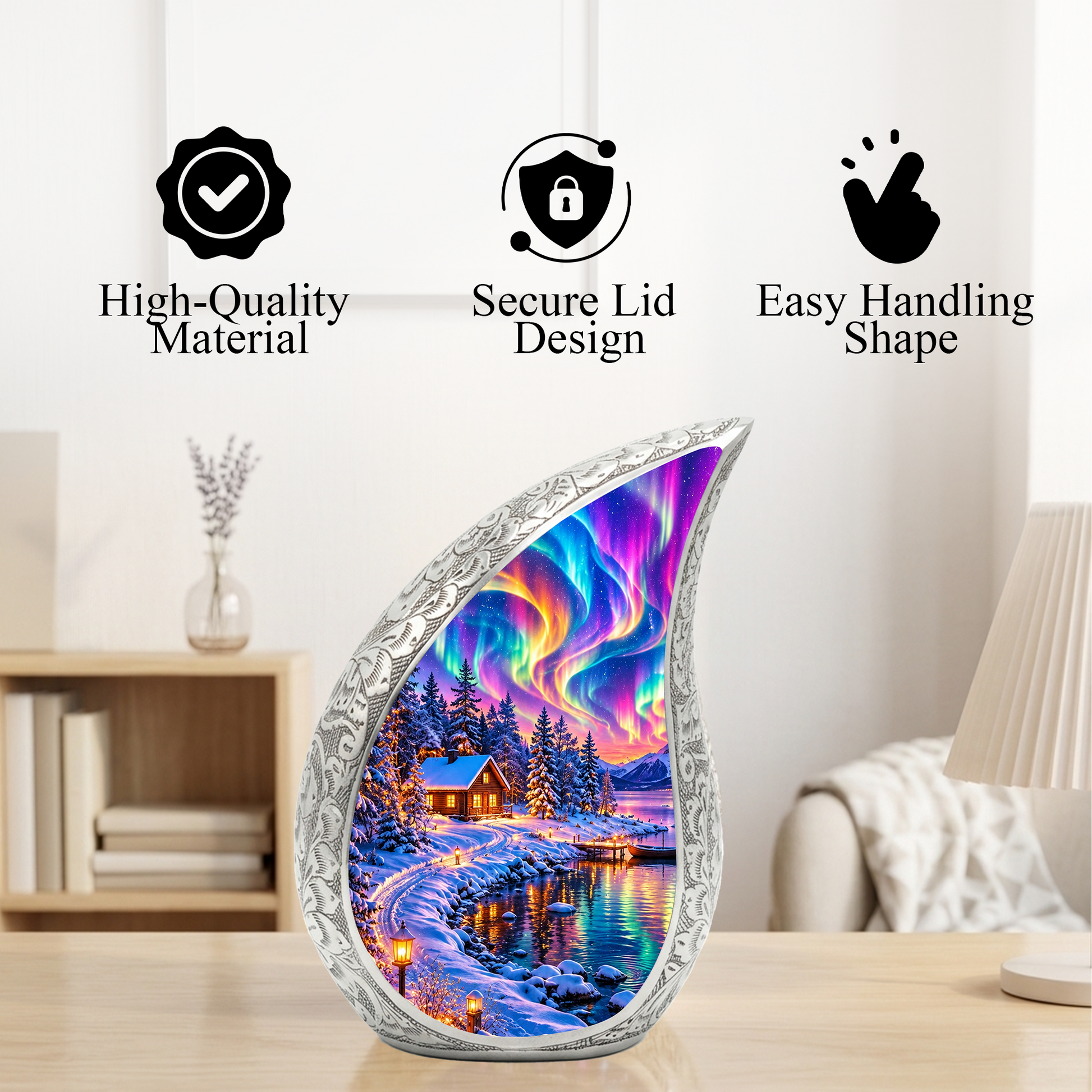 Northern Lights Adult Cremation Urn – Personalized Adult Urn for Ashes | Aurora Memorial Urn