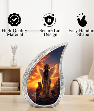 Native Wolf Cremation Urn for Mom – Beautiful Adult Female Memorial Urn for Human Ashes