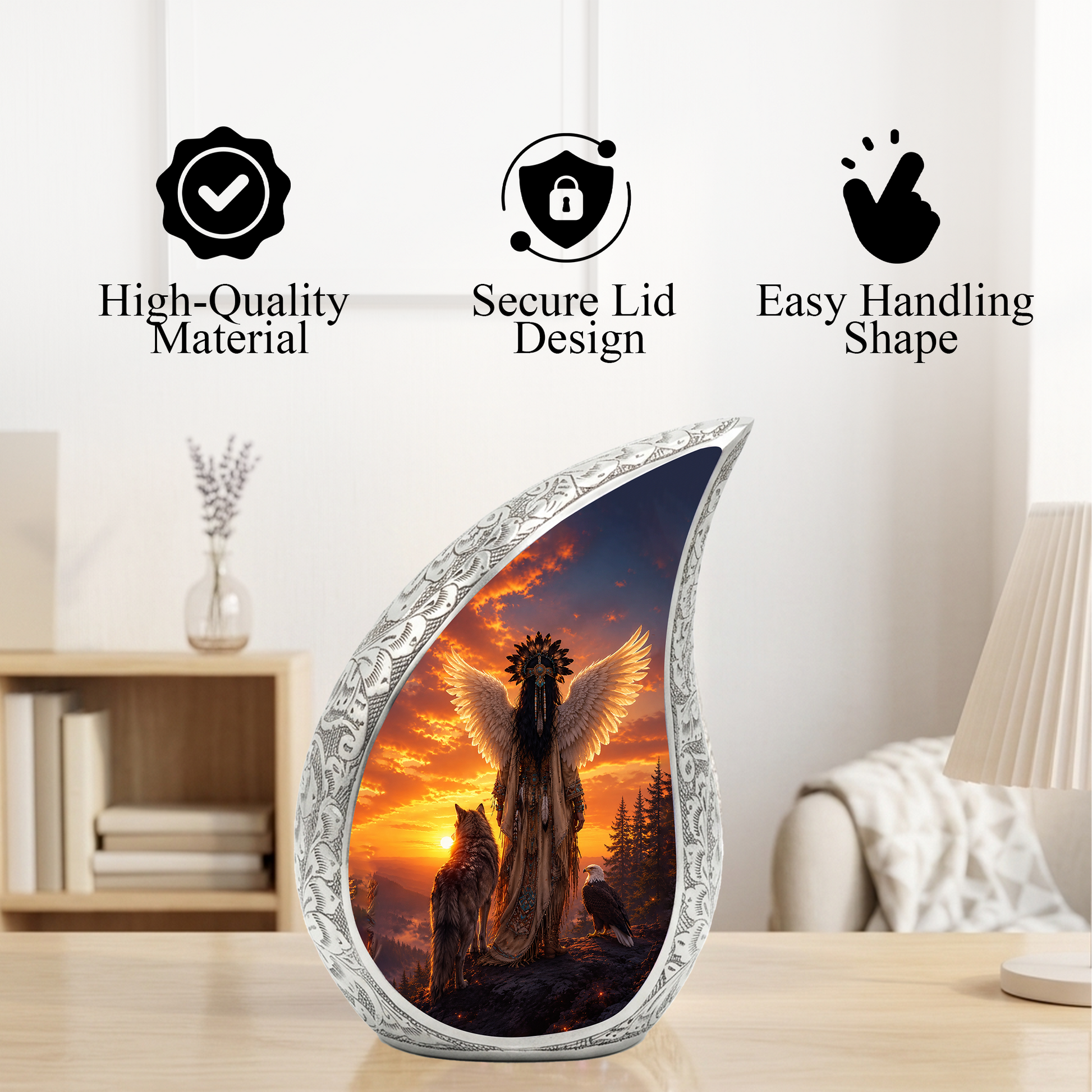 Native Wolf Cremation Urn for Mom – Beautiful Adult Female Memorial Urn for Human Ashes