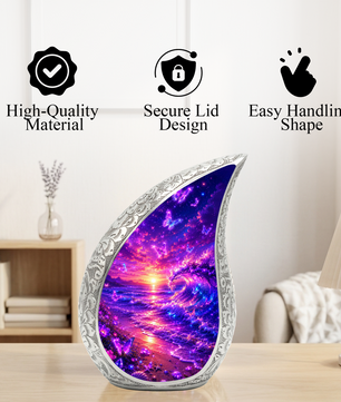 Butterfly Beach Cremation Urn for Adult Ashes | Beautiful Ocean Wave & Sunset Memorial Urn