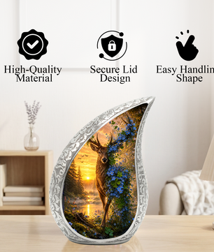 Deer Urn for Adult Ashes | Nature Adult Cremation Urn for Human Ashes Memorial