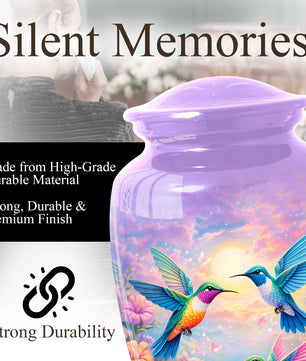 Hummingbird Urn for Mom – Floral Memorial Large Urn for Ashes | Adult Female Cremation Urn