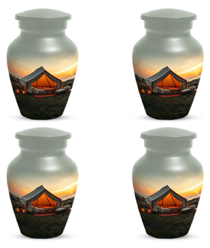 Camping Memorial Urn for Ashes – Personalized Sunset Glamping Cremation Urn for Mom& Dad