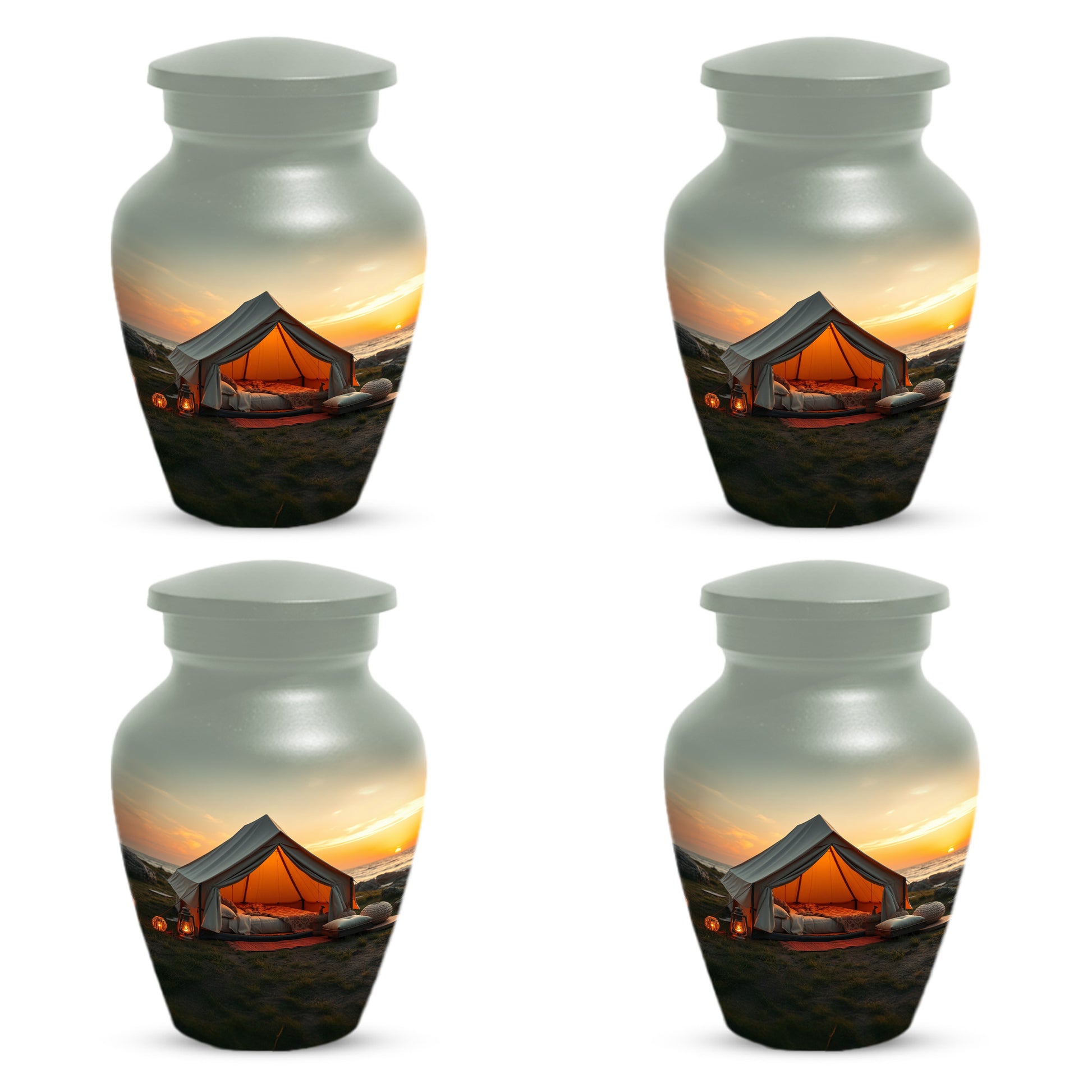 Camping Memorial Urn for Ashes – Personalized Sunset Glamping Cremation Urn for Mom& Dad