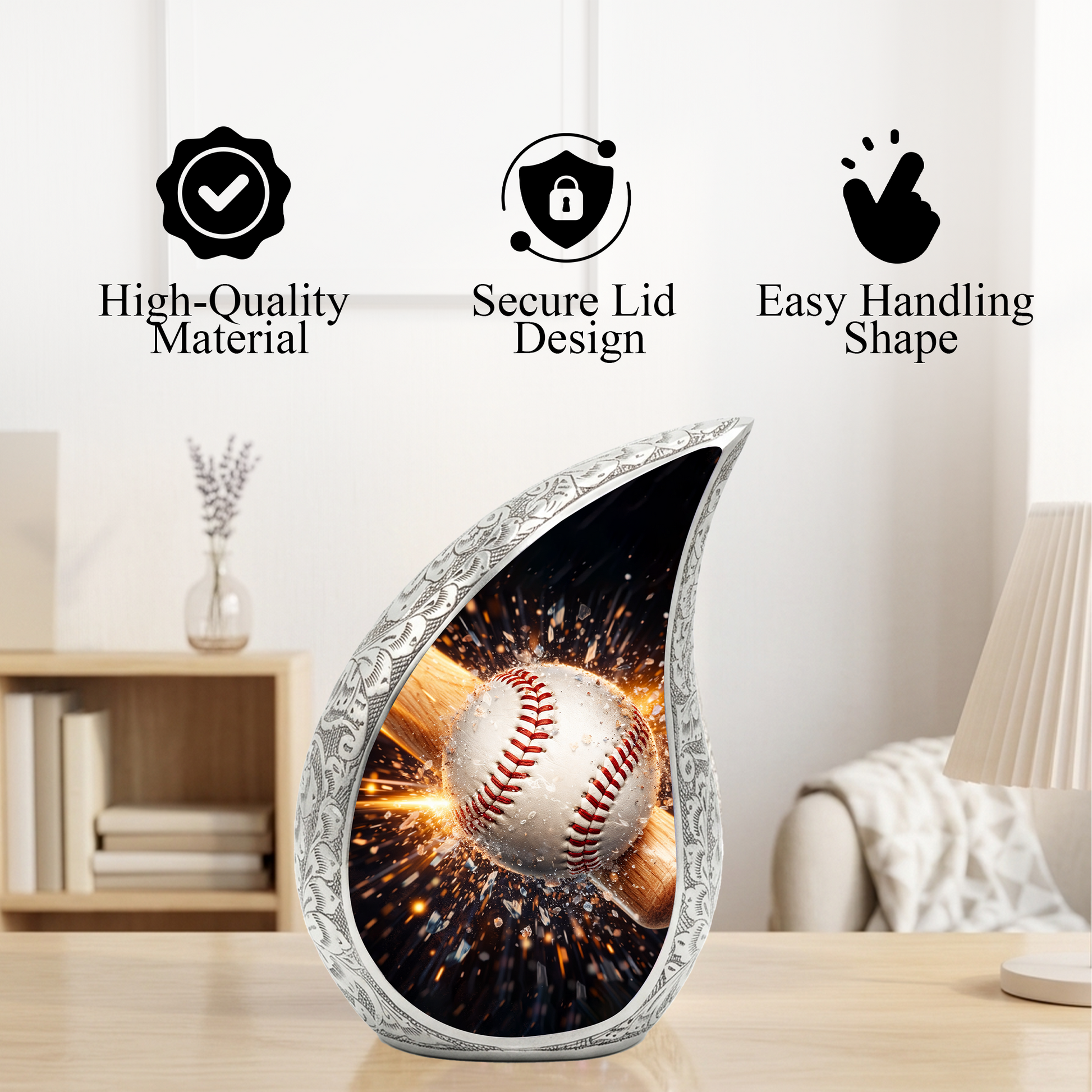 Baseball Memorial Urn for Dad | Personalized Adult Cremation Urn