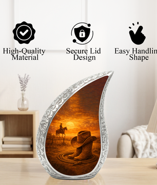 Western Urn for Human Ashes| Cowboy Urn |Personalized Urn for Dad