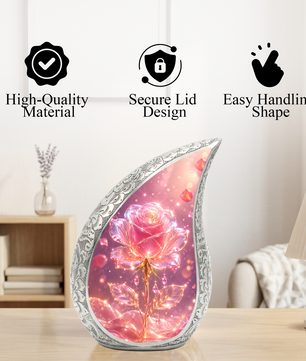 Pink Rose Urn for Mom | Beautiful Urns for Women | Cremation Urn for Mom