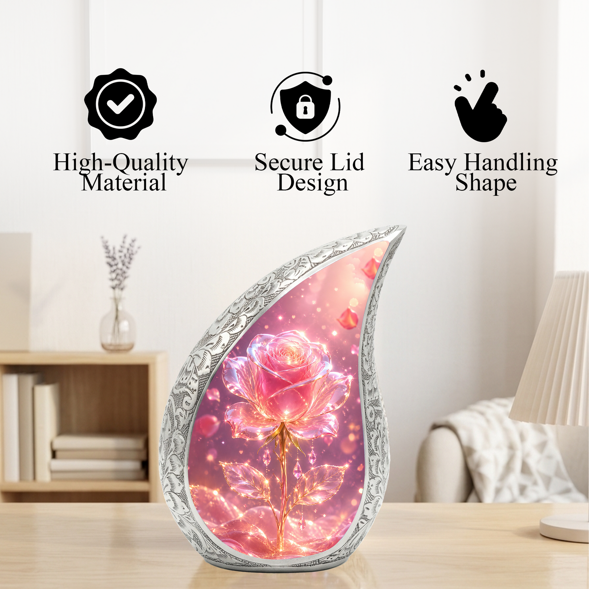 Pink Rose Urn for Mom | Beautiful Urns for Women | Cremation Urn for Mom