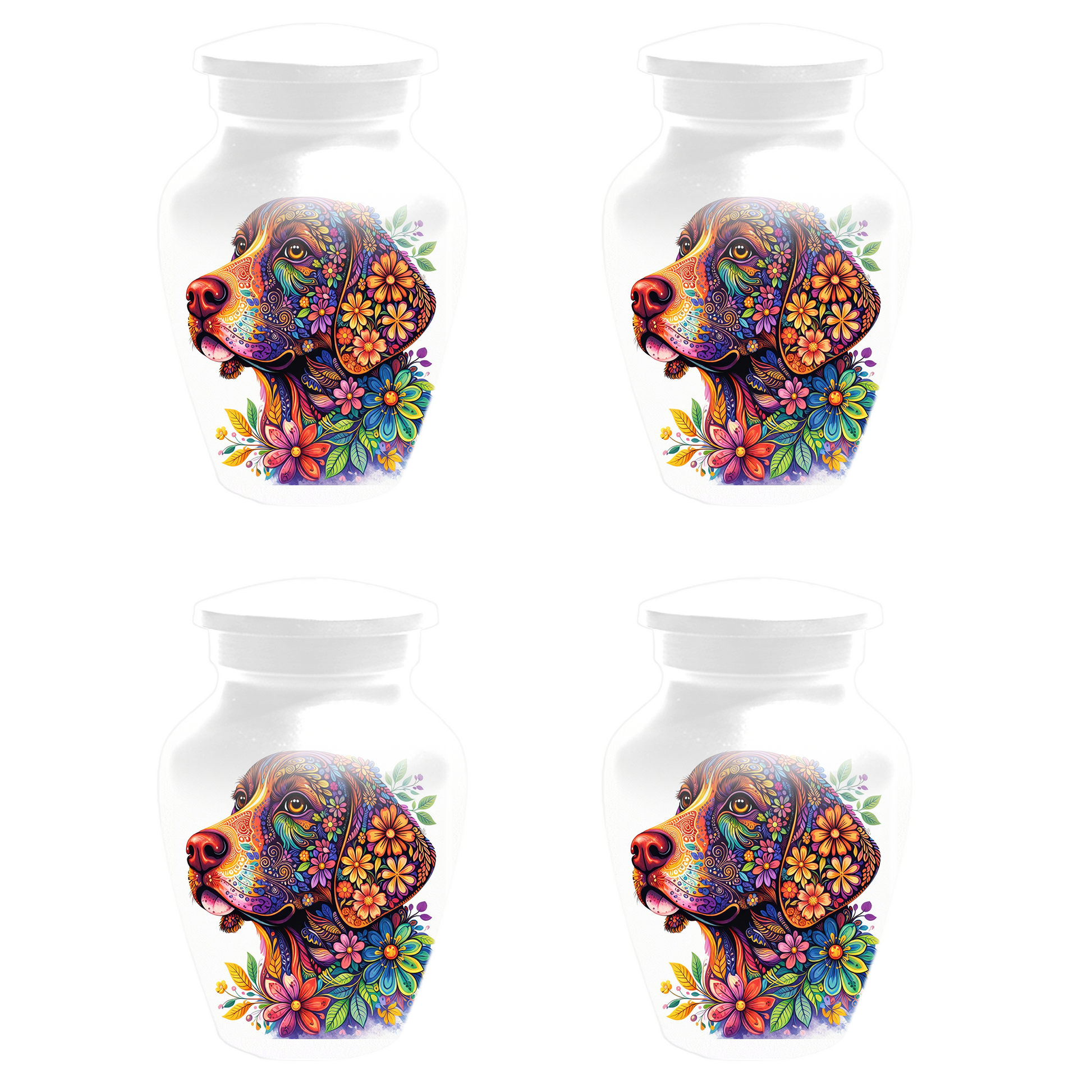 Personalized Dog Cremation Urn for Ashes | Custom Pet Memorial Urn | Colorful Floral Dog Urn |