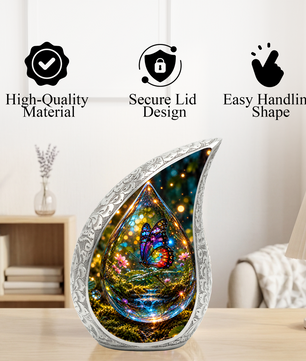 Butterfly Cremation Urn for Adult Ashes, Colorful Glass Butterfly Memorial Urn