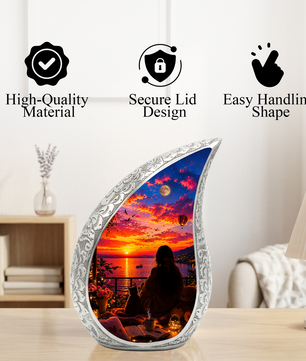 Sunset Memorial Urn for Mom-Cremation Urn for Women|Keepsake Memorial Urn