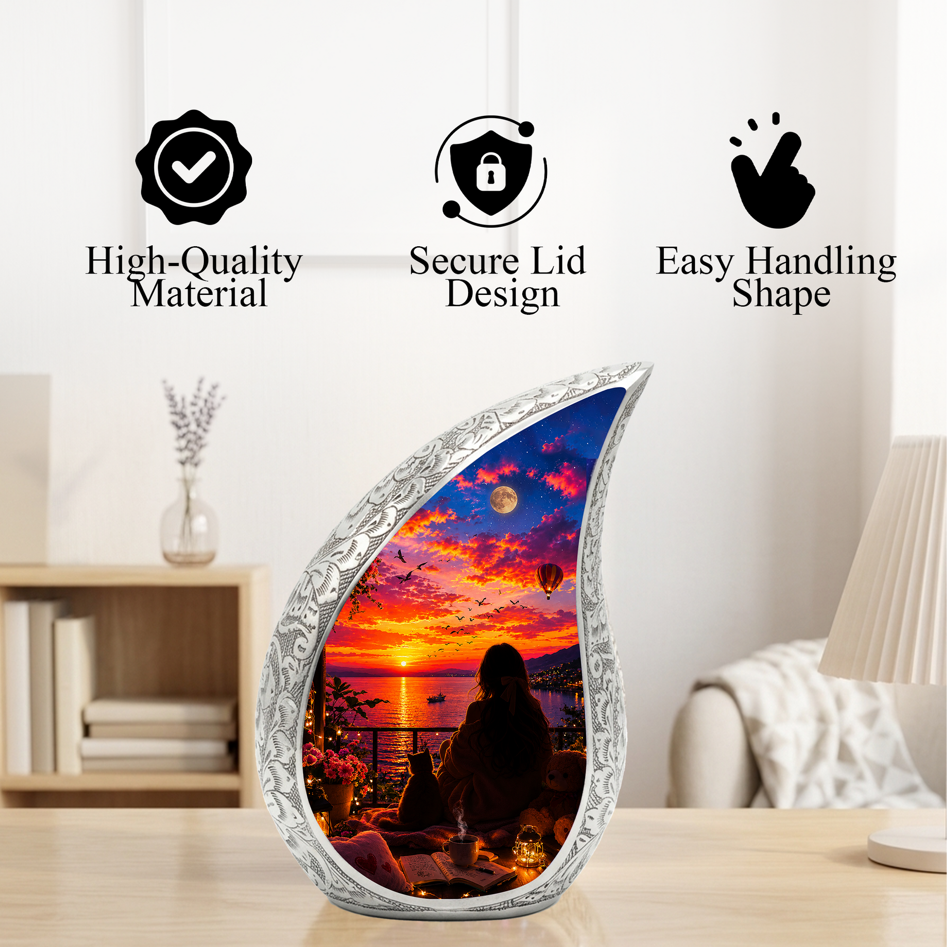 Sunset Memorial Urn for Mom-Cremation Urn for Women|Keepsake Memorial Urn