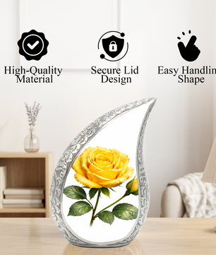 Yellow Rose Urn for Mom | Floral Urn for Human Ashes