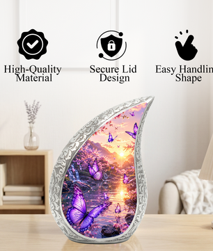Purple Butterfly Sunset Urn for Ashes | Butterfly Urns for Human Ashes, Butterfly Urn for Cremation