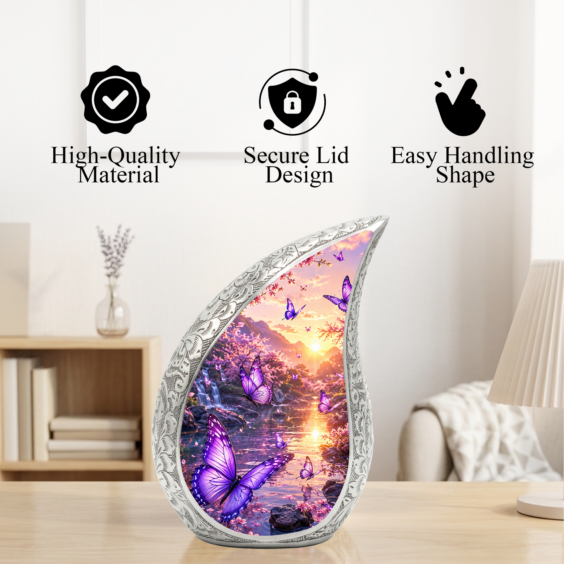 Purple Butterfly Sunset Urn for Ashes | Butterfly Urns for Human Ashes, Butterfly Urn for Cremation