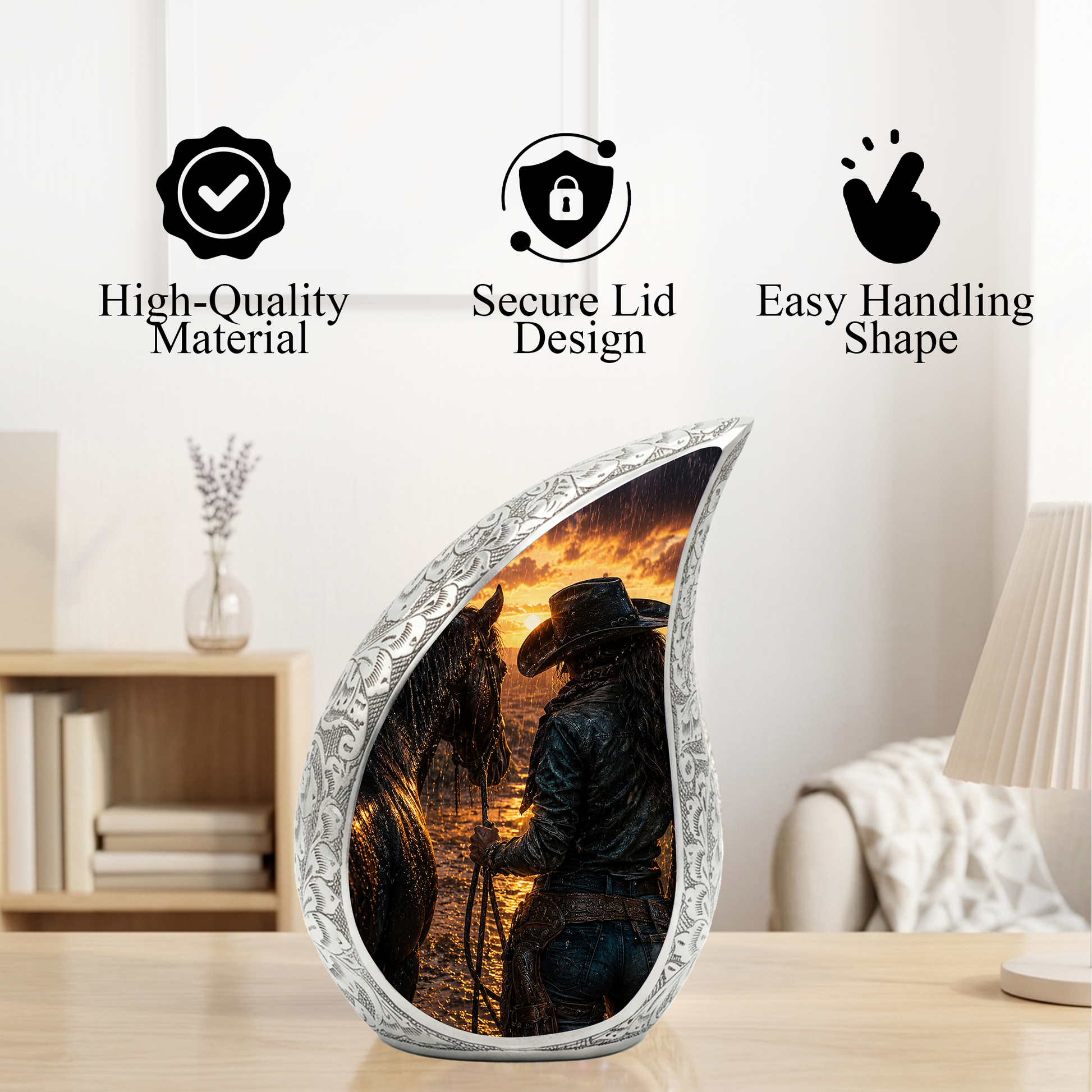 Cowgirl Urn for Human Ashes – Beautiful Western Cremation Urn for Mom, Women, Mother, Sister & Daughte