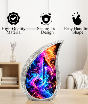 Musical Note Cremation Urn for Ashes, Colorful Music Lover Memorial Urn