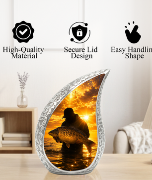 Fishing Cremation Urn for Dad – Gone Fishing Adult Male Memorial Urn for Human Ashes