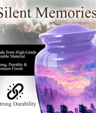 Horse Large Urn for Dad, Running Horses Cremation Urn for Ashes, Memorial Urn for Father
