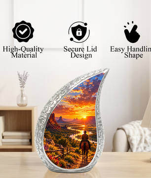 Cowboy Horse Cremation Urn for Ashes, Western Memorial Urn, Cowboy Adult Urn, Horse Lover Urn