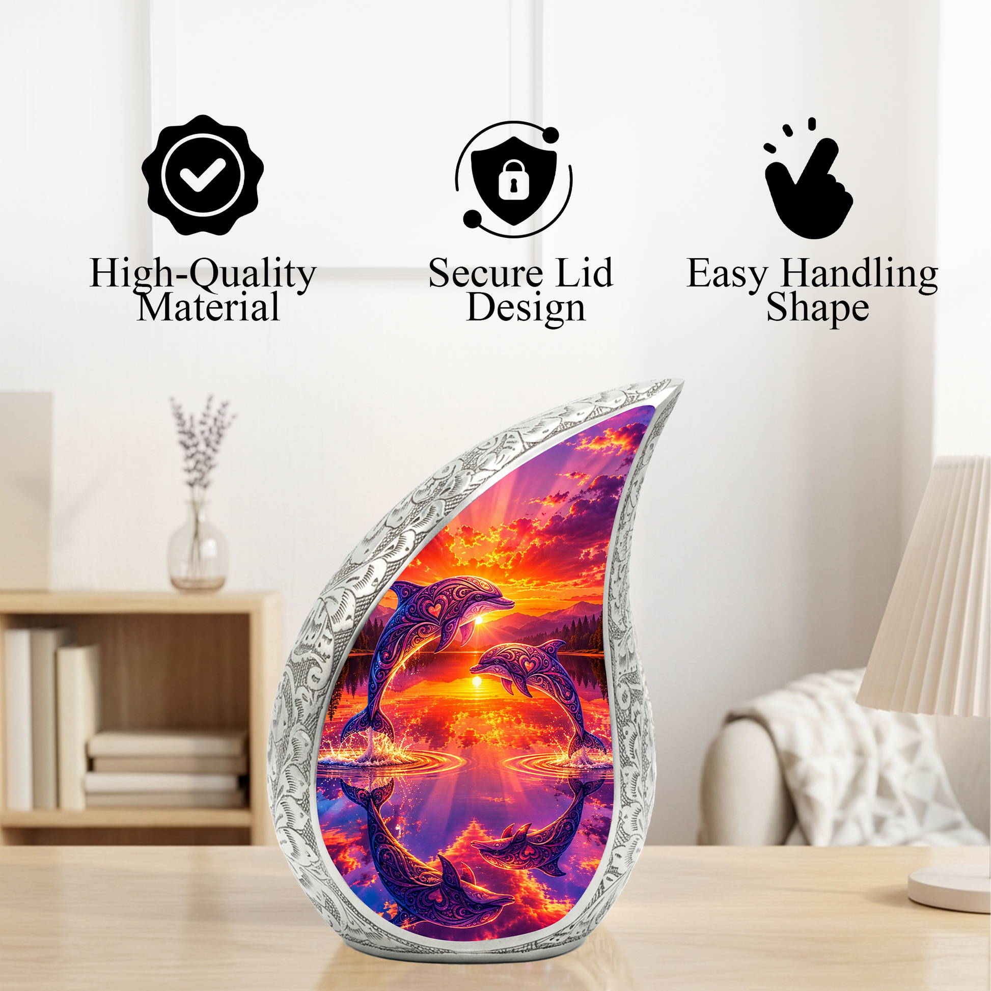 Dolphin Memorial Urn for Mom – Personalized Funeral Urn for Human Ashes | Beautiful Cremation Urns for Women