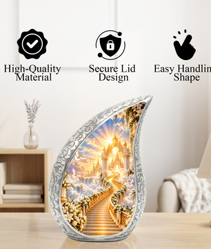Heavenly Stairway Cremation Urn for Adult Ashes, Golden Heaven Memorial Urn