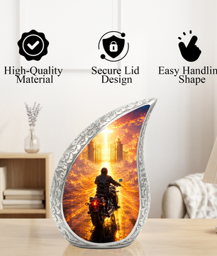 Motorcycle Heaven Urn for Dad – Motorcycle Cremation Urn for Human Ashes, Adult Male Memorial Keepsake