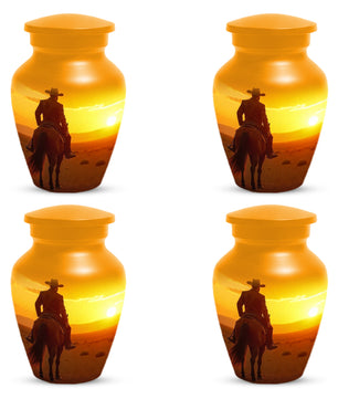 Cowboy Sunset Urn for Adult Ashes | Western Cowboy Cremation Urn for Dad