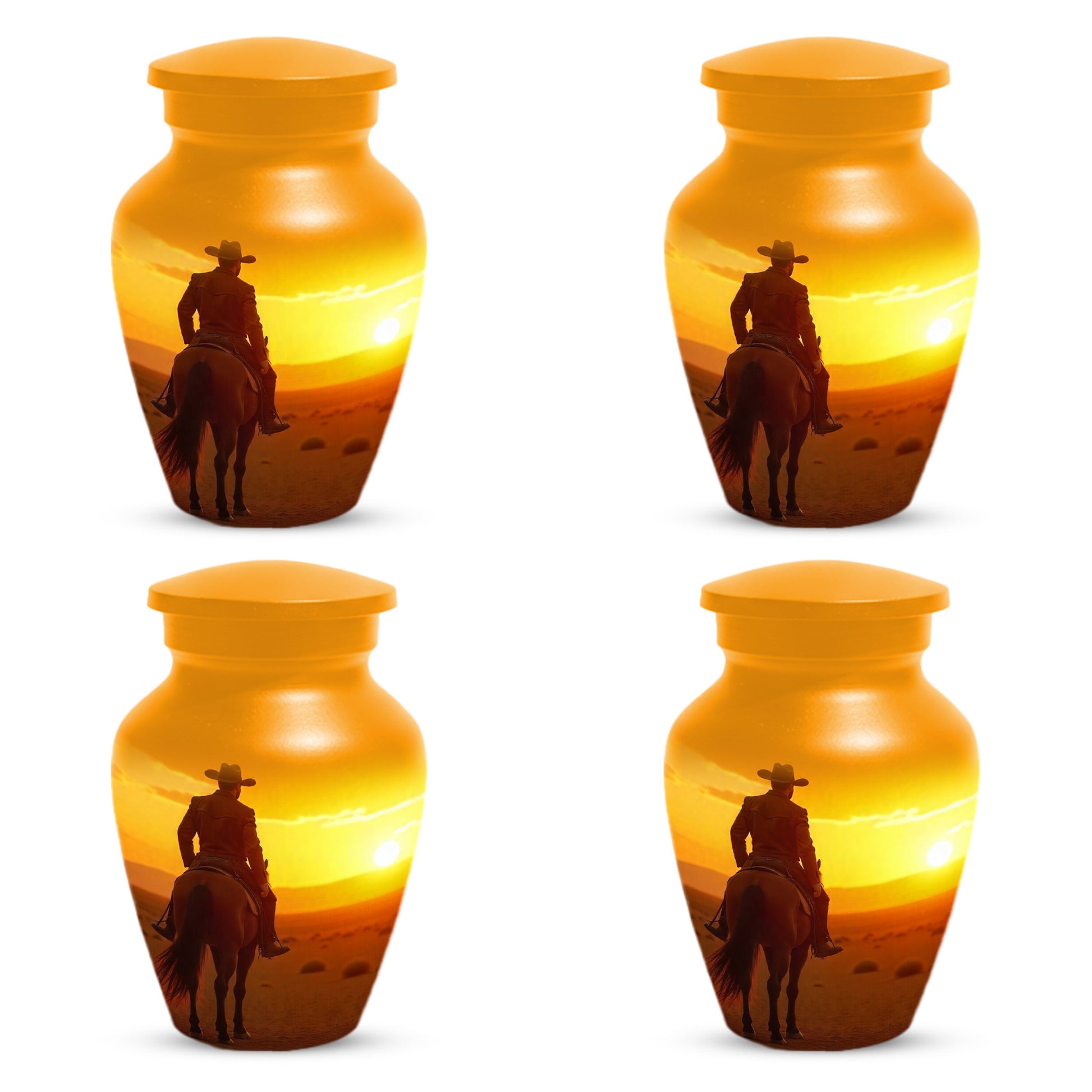 Cowboy Sunset Urn for Adult Ashes | Western Cowboy Cremation Urn for Dad
