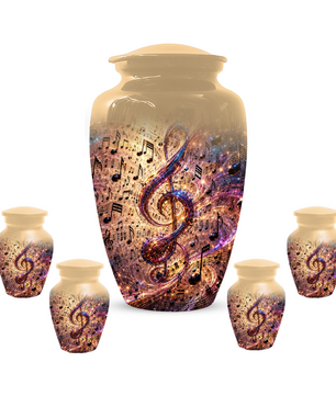 Musical Note Cremation Urn for Ashes  - Personalized Music Memorial keepsake for Adults
