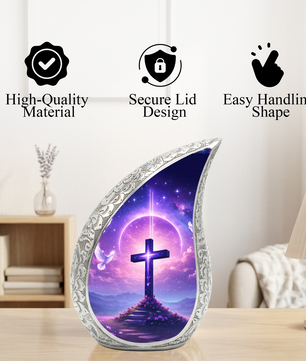 Christian Cross Adult Urn for Human Ashes