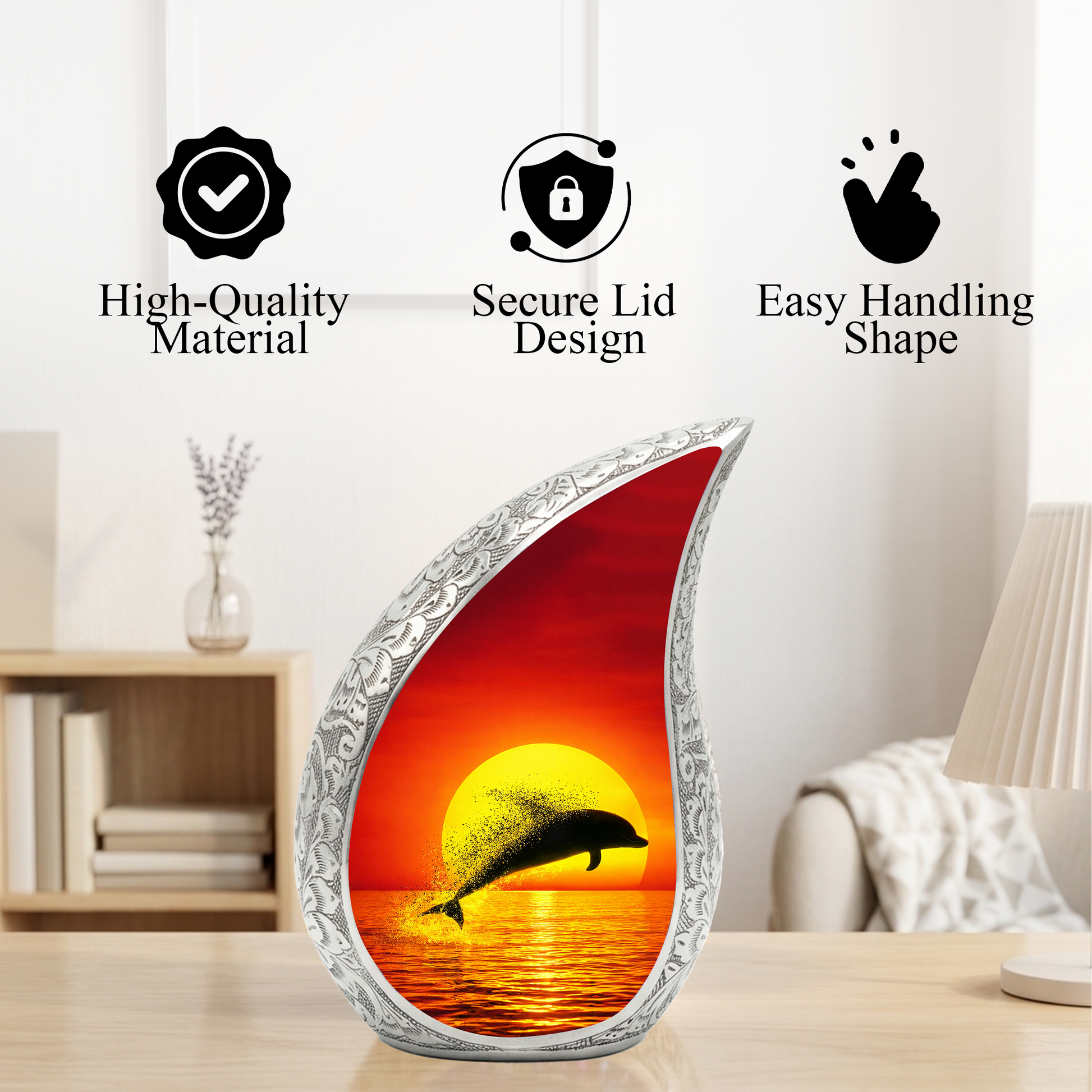 Dolphin Memorial Urn for Mom, Adult Cremation Urn for Ashes