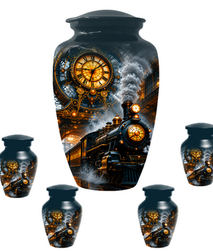 Train Cremation Urn for Men | Steam Locomotive Memorial Urn for Ashes Male
