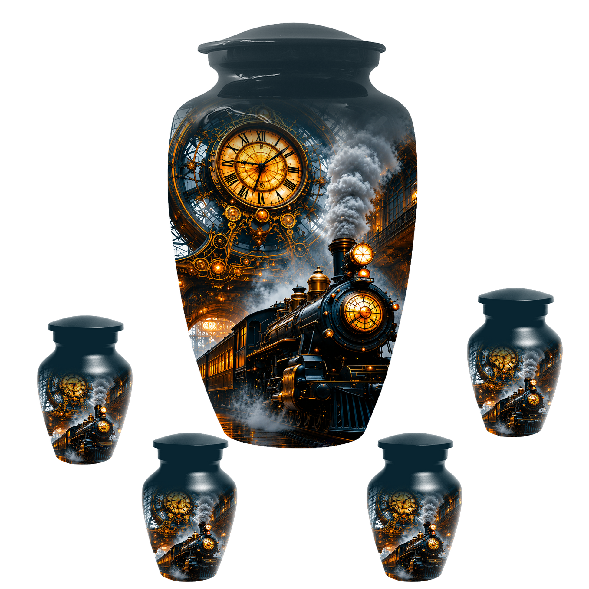 Train Cremation Urn for Men | Steam Locomotive Memorial Urn for Ashes Male