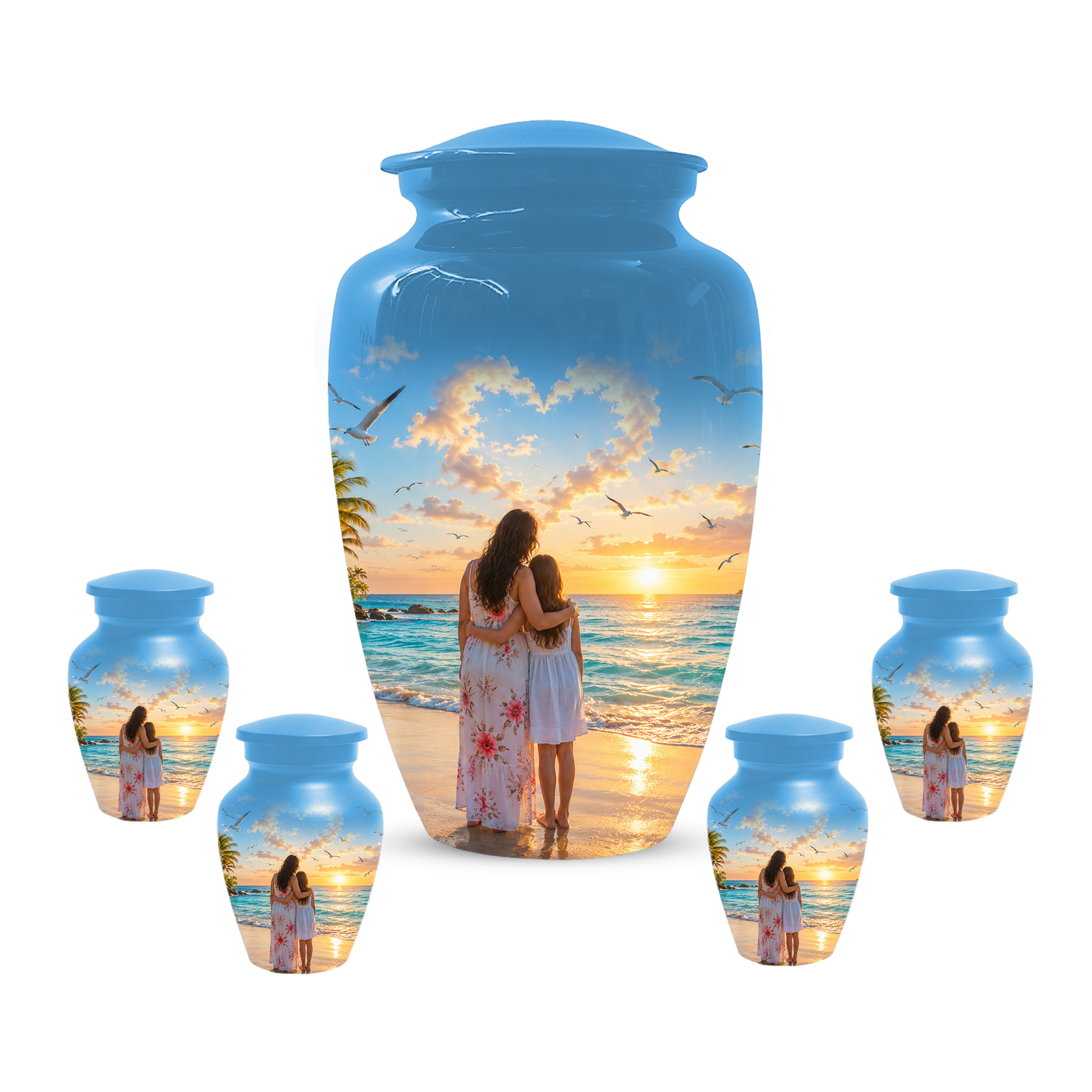 Customizable Mother Daughter Cremation Urn - Custom Photo Text Large Urn Keepsake
