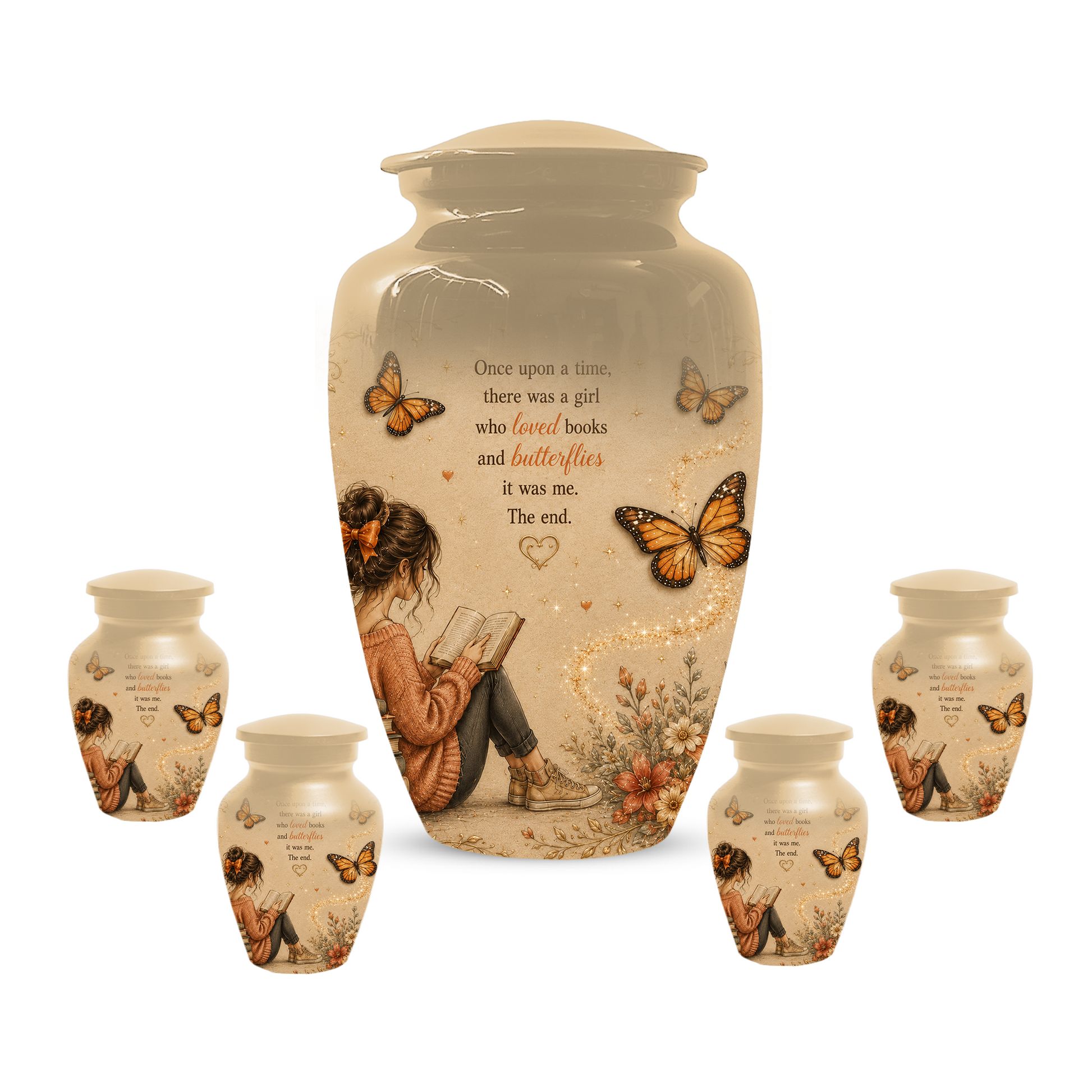 Butterfly Memorial Urn for Mom - Book Lover Memorial Keepsake for Women