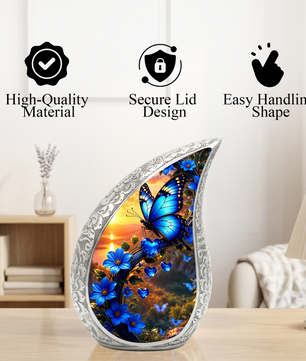 Blue Butterfly Urn for Ashes | Butterfly Urns for Human Ashes, Butterfly Urn for Cremains,