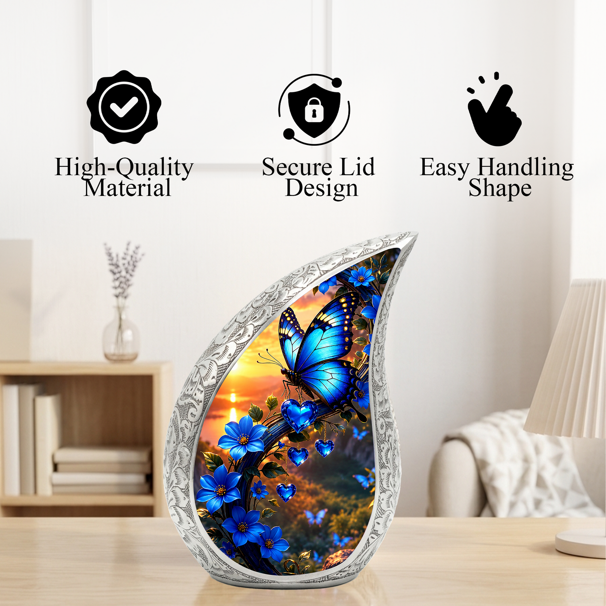 Blue Butterfly Urn for Ashes | Butterfly Urns for Human Ashes, Butterfly Urn for Cremains,