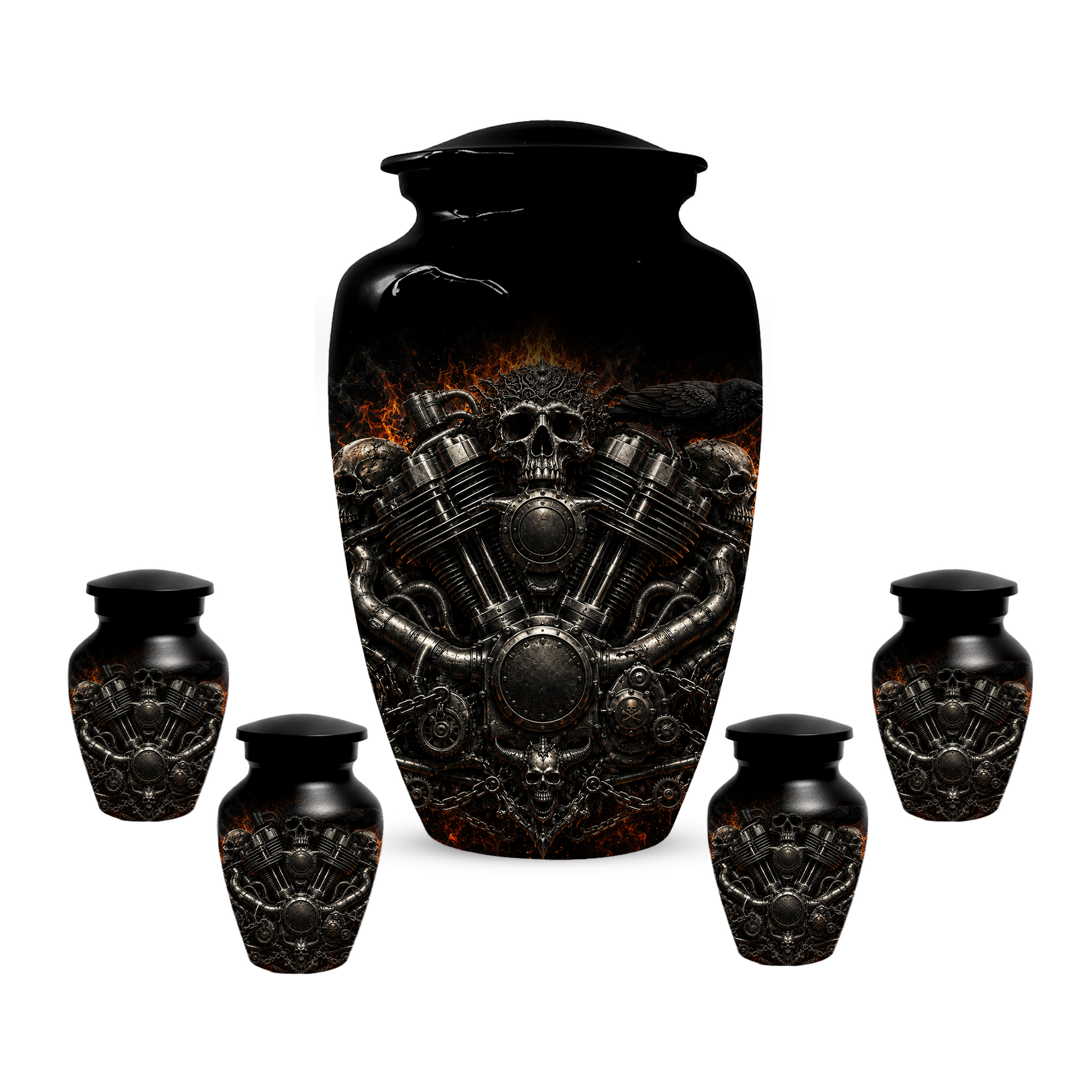 Skull Biker Urn for Ashes -  Personalized Motorcycle Memorial for Dad